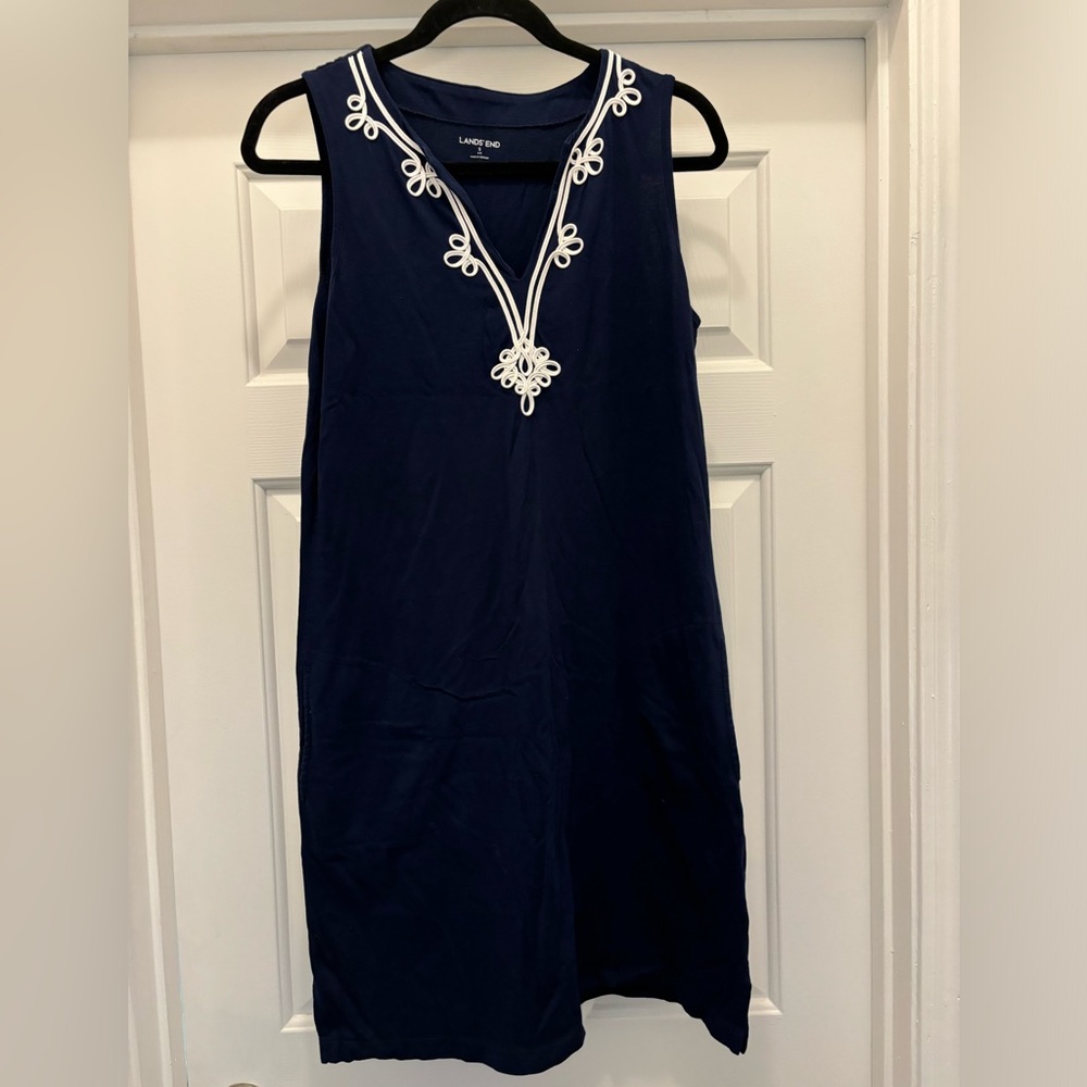 LANDS’ END | Cotton Navy Blue Dress Size Small